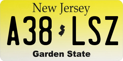 NJ license plate A38LSZ