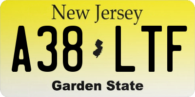 NJ license plate A38LTF