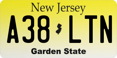 NJ license plate A38LTN