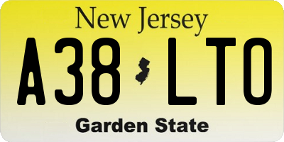 NJ license plate A38LTO