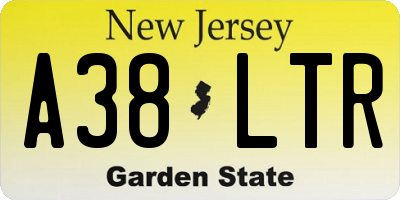 NJ license plate A38LTR