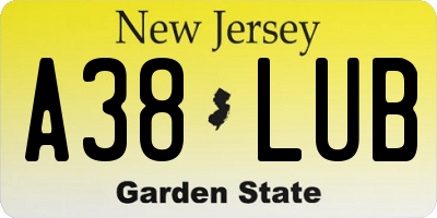 NJ license plate A38LUB