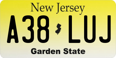 NJ license plate A38LUJ