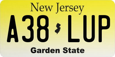 NJ license plate A38LUP