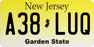 NJ license plate A38LUQ