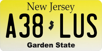 NJ license plate A38LUS