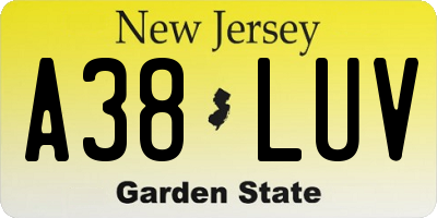 NJ license plate A38LUV