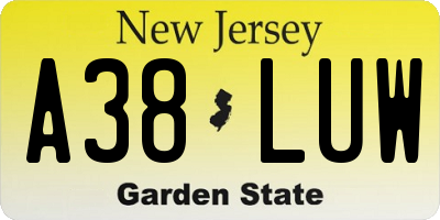 NJ license plate A38LUW