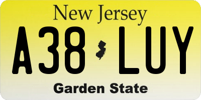 NJ license plate A38LUY