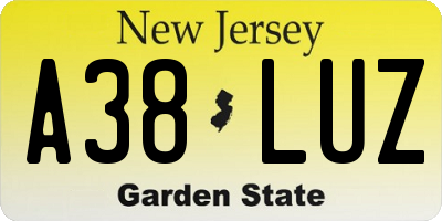 NJ license plate A38LUZ