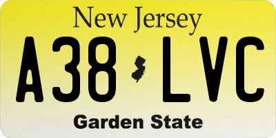 NJ license plate A38LVC
