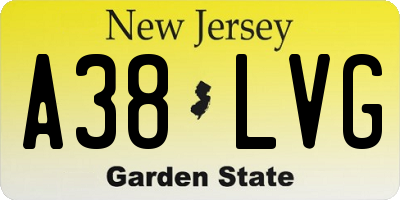 NJ license plate A38LVG