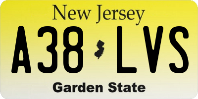 NJ license plate A38LVS