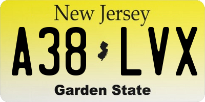 NJ license plate A38LVX