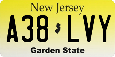 NJ license plate A38LVY
