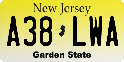 NJ license plate A38LWA