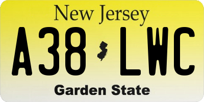 NJ license plate A38LWC