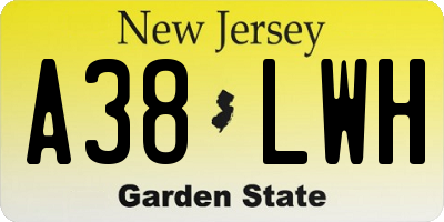 NJ license plate A38LWH