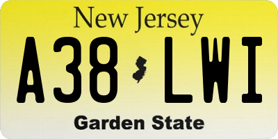 NJ license plate A38LWI