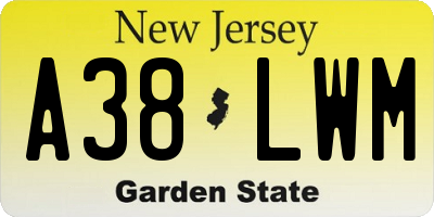 NJ license plate A38LWM