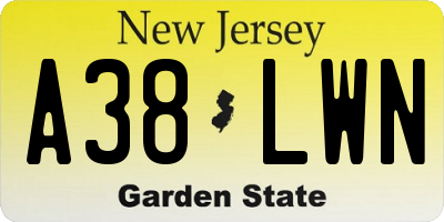 NJ license plate A38LWN