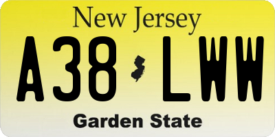 NJ license plate A38LWW