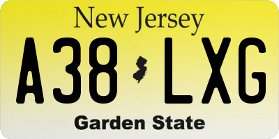 NJ license plate A38LXG