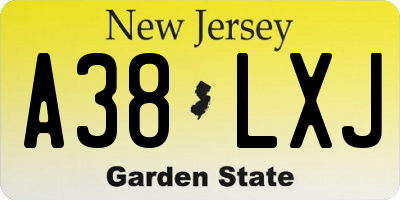 NJ license plate A38LXJ