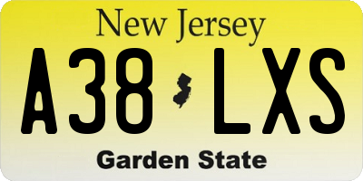 NJ license plate A38LXS