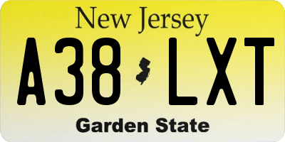 NJ license plate A38LXT