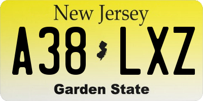 NJ license plate A38LXZ