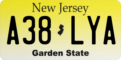 NJ license plate A38LYA