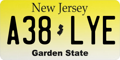 NJ license plate A38LYE