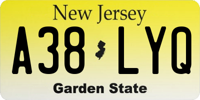 NJ license plate A38LYQ