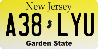 NJ license plate A38LYU