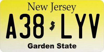 NJ license plate A38LYV
