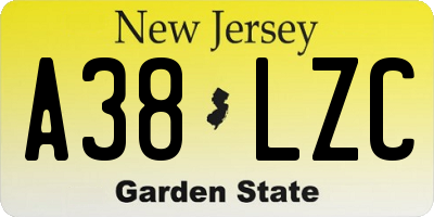 NJ license plate A38LZC