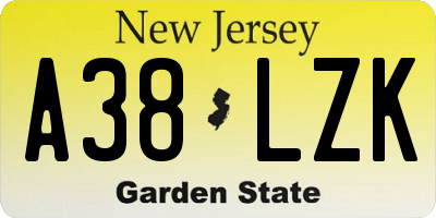 NJ license plate A38LZK