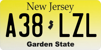 NJ license plate A38LZL