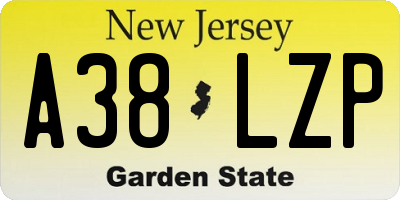 NJ license plate A38LZP
