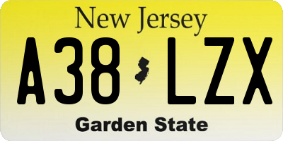 NJ license plate A38LZX