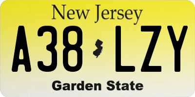 NJ license plate A38LZY