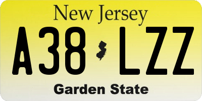 NJ license plate A38LZZ