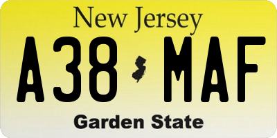 NJ license plate A38MAF