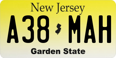 NJ license plate A38MAH