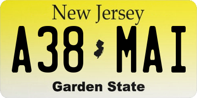 NJ license plate A38MAI