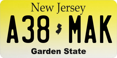 NJ license plate A38MAK