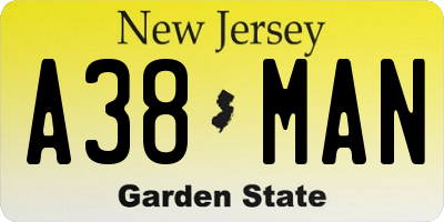 NJ license plate A38MAN