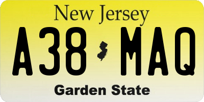 NJ license plate A38MAQ