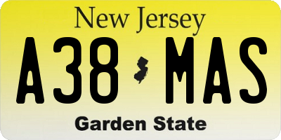 NJ license plate A38MAS